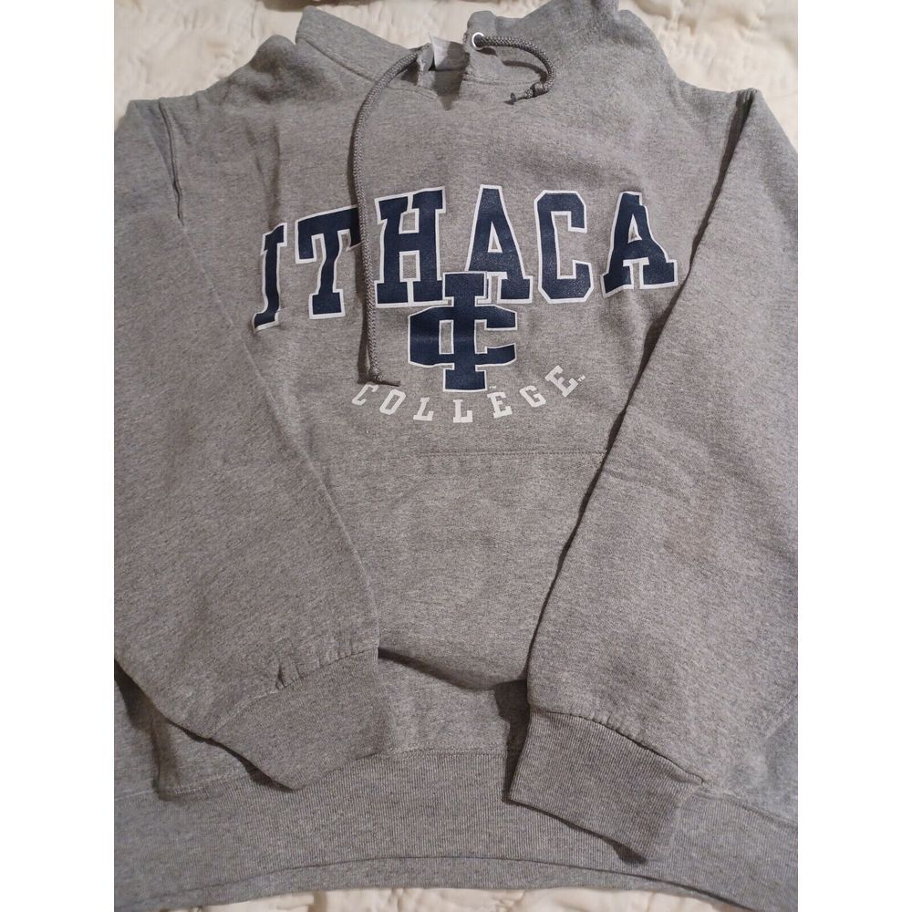 Vintage 90s Ithaca College Sweatshirt Pullover Men's Size Medium Hoodie Gray - Picture 1 of 6